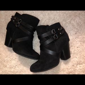 Faux suede strap booties